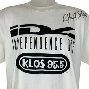 Vintage 90s ID4 Independence Day T Shirt Robert Shapiro Signed White XL X-Large